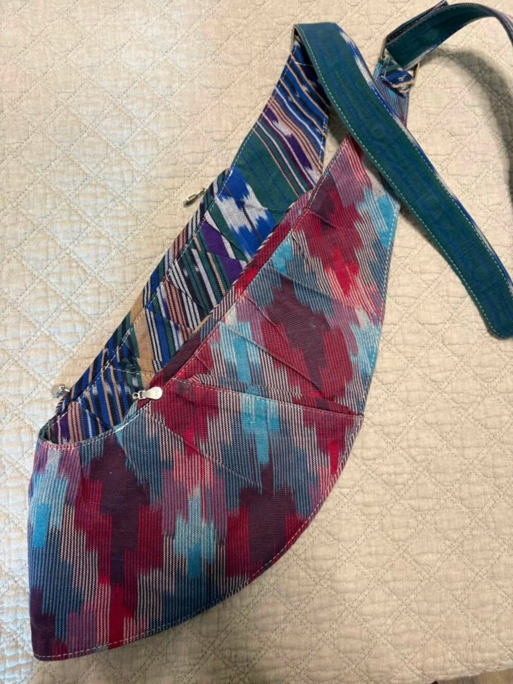 Sash Bag, Fine Diamond Berry IKAT pattern